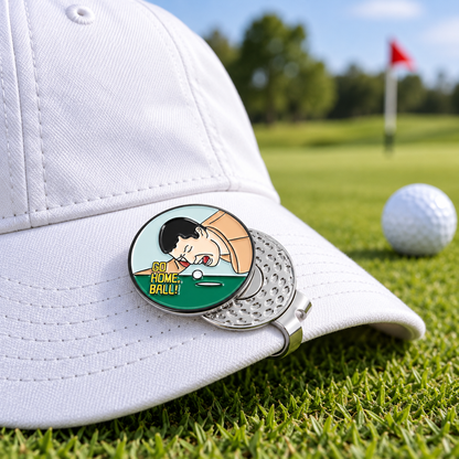 Ball Marker with Hat Clip on a golf course