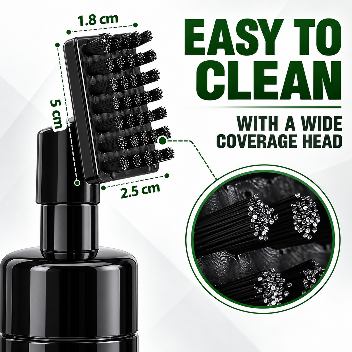 Golf club cleaning brush head dimensions and bristle detail